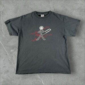 Vintage Friday The 13th Shirt Men Medium Black 90s Y2K Jason Stick Figure Horror